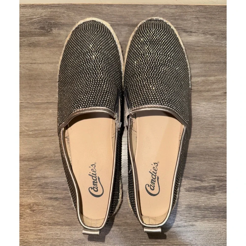 Candies Espadrille Slip‎ On Rhinestone Embellished Casual Women's Shoes Size 9.5